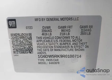 2024 Cadillac Ct5 Luxury z USA, uszkodzony, nr VIN 1G6DW5RK9R0100714